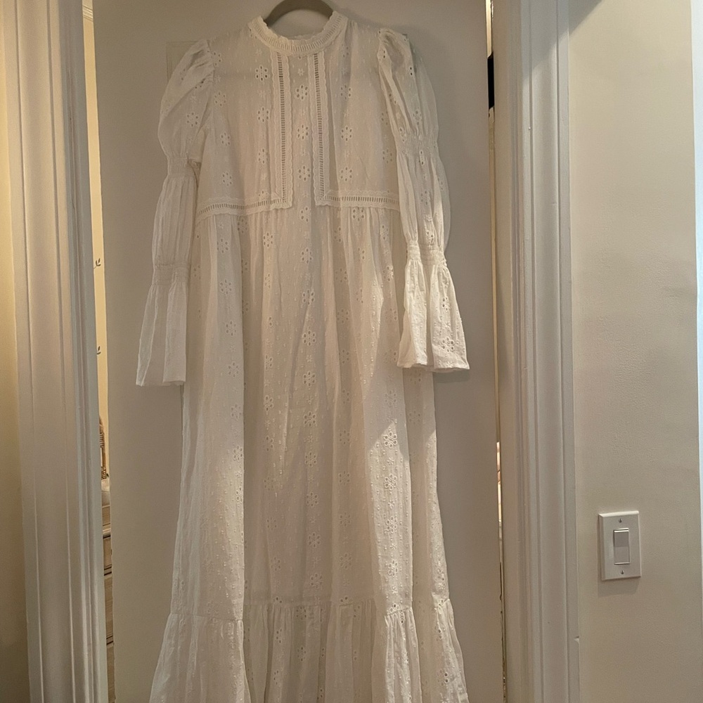 English Factory Embroidered Swiss Dot Maxi Dress